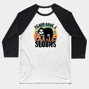 Love, Peace and Sloths Baseball T-Shirt